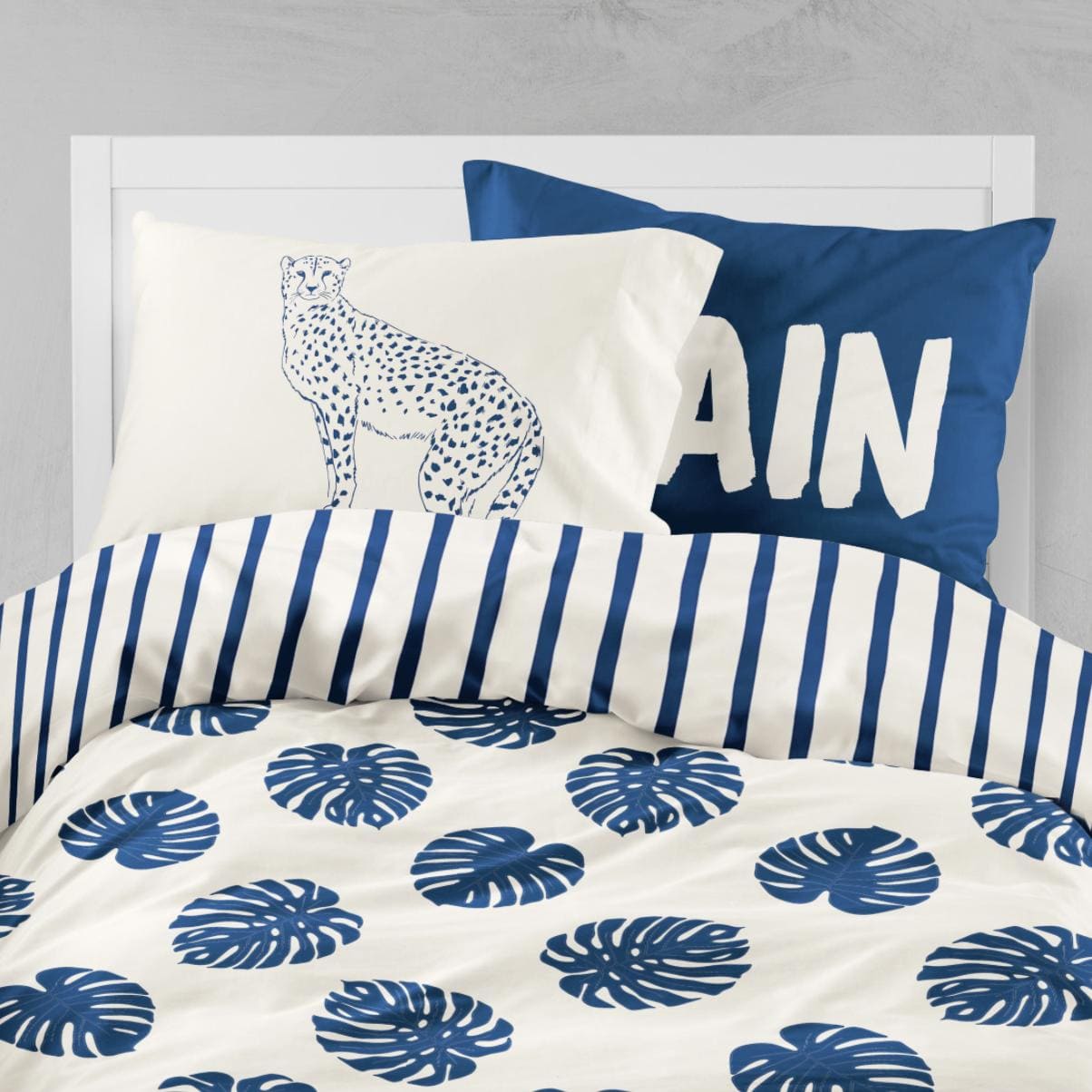 Blue Ink Jungle Bed Set