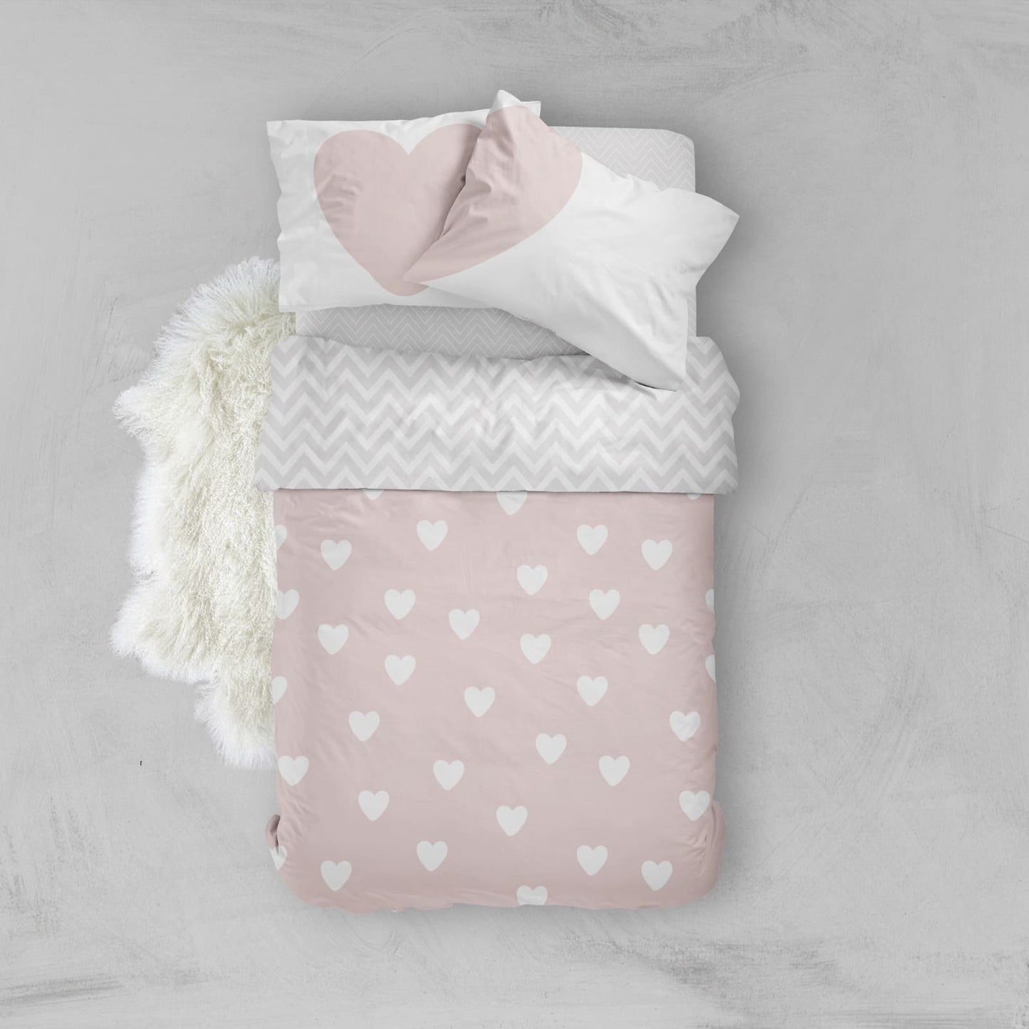 Pink Hearts Bed Set