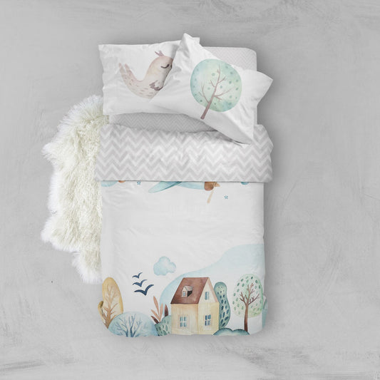 Little Blessings Airplane and Houses Bed Set