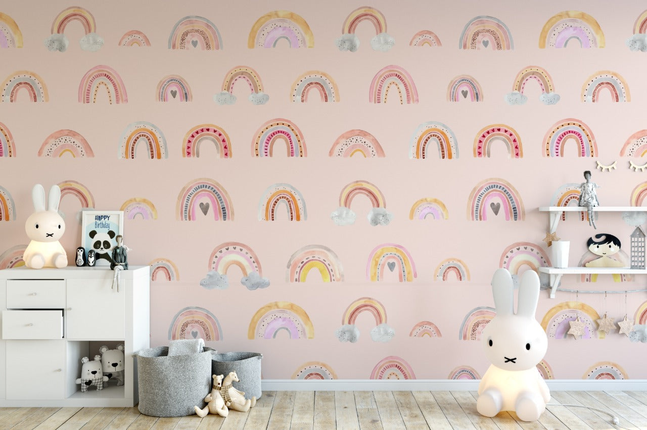 Beige Rainbow Wallpaper – Little Blessings