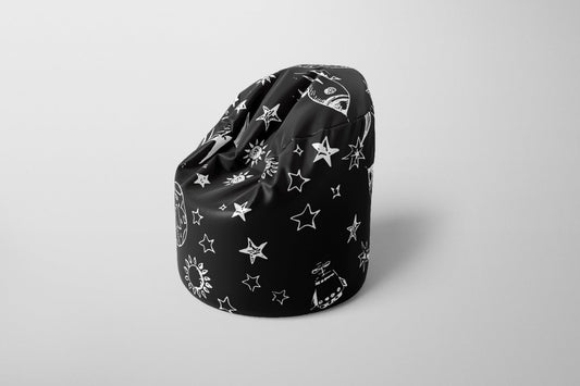 Black Space Doodles Bean Bag