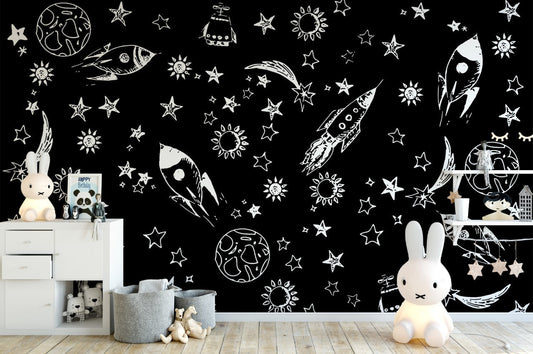 Little Blessings Black Space Doodles Wallpaper