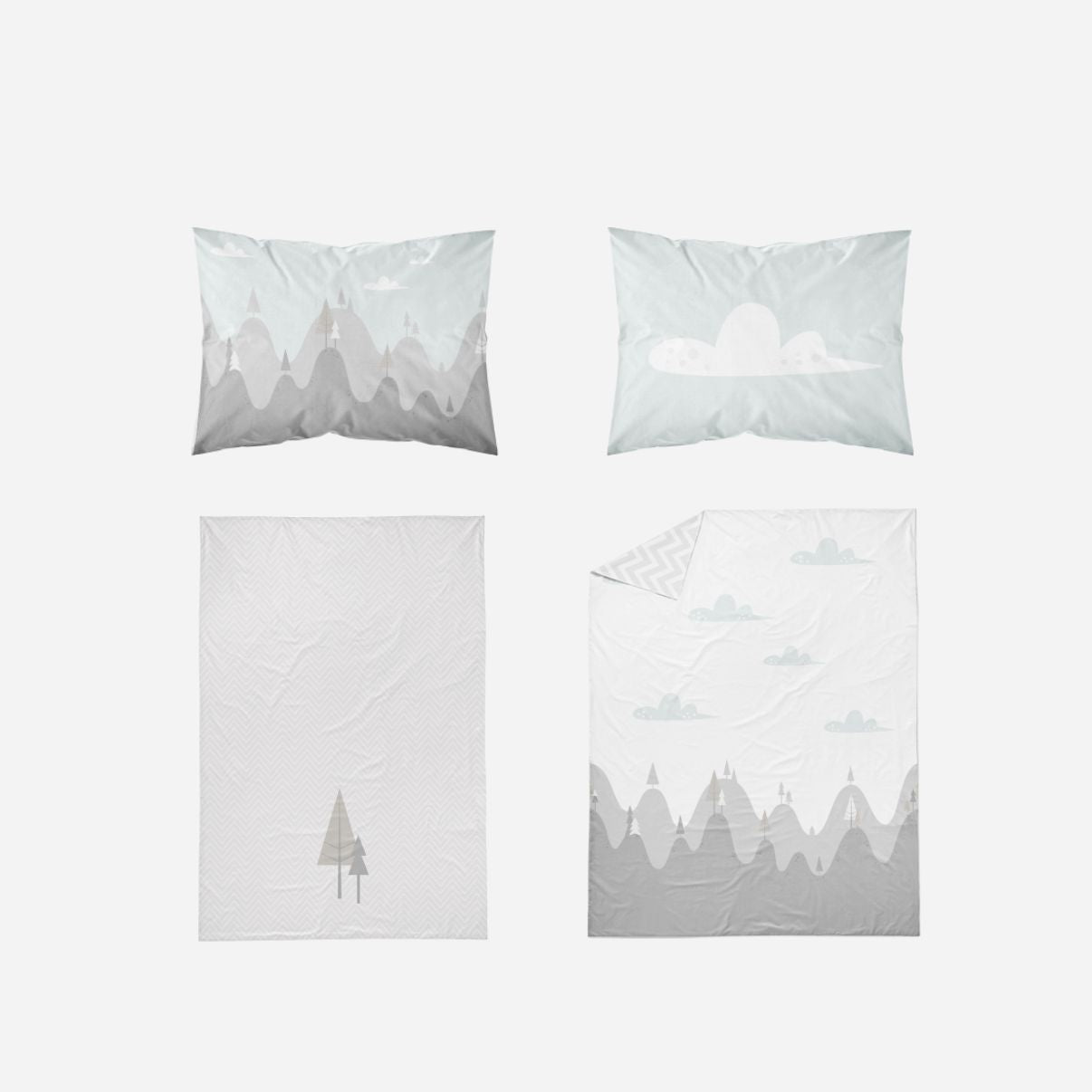 Little Blessings Bumpy Mountains Bedsheet & Two Pillowcases Only