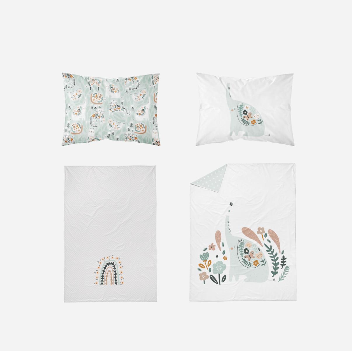 Little Blessings Cute Elephant Bedsheet & Two Pillowcases Only