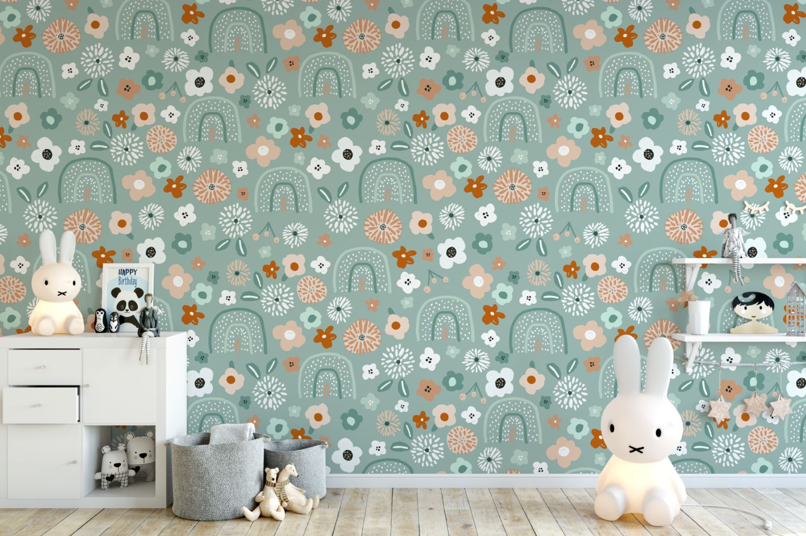 Little Blessings Cute Elephant Wallpaper (Green Vine Plants)