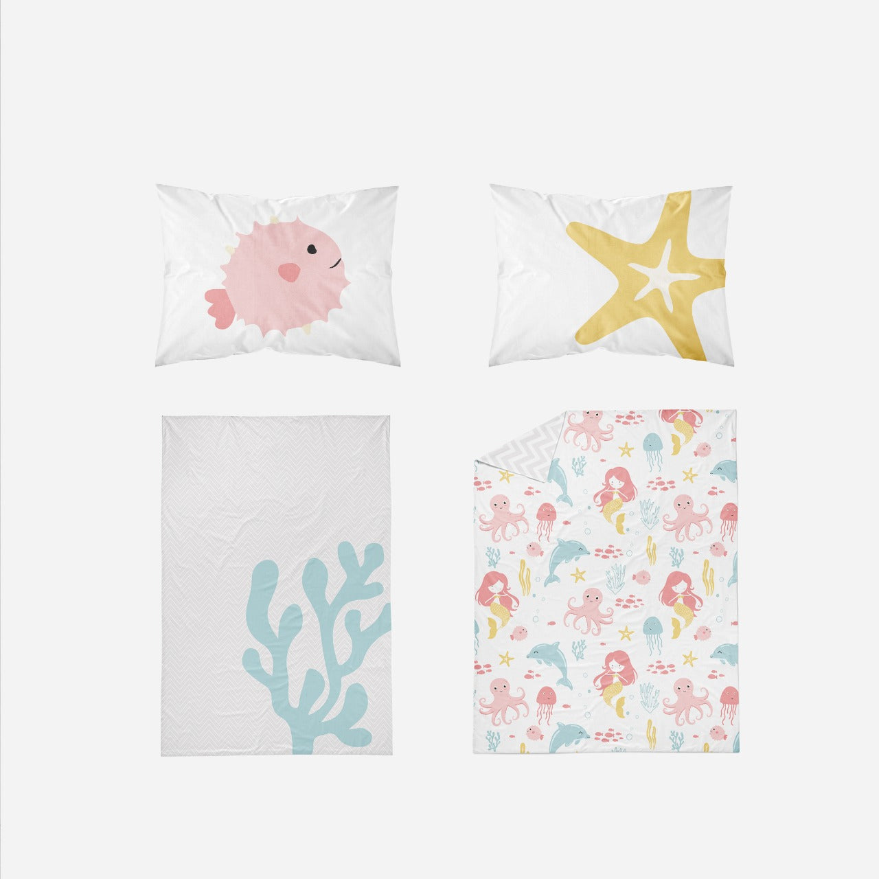 Little Blessings Cute Fish Sea Bedsheet & Two Pillowcases Only