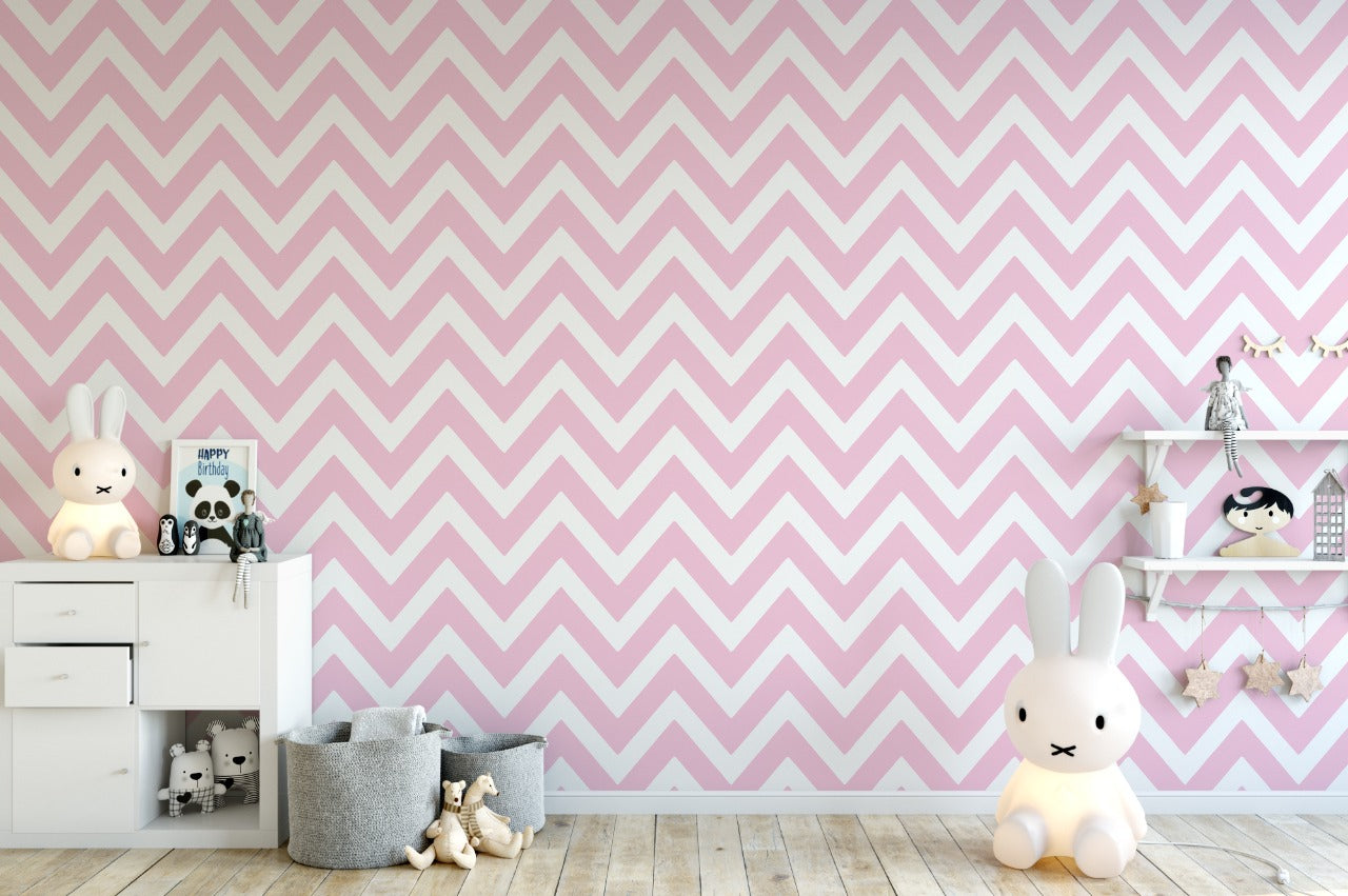 Little Blessings Pink Tie Dye Wallpaper (Zig Zag)