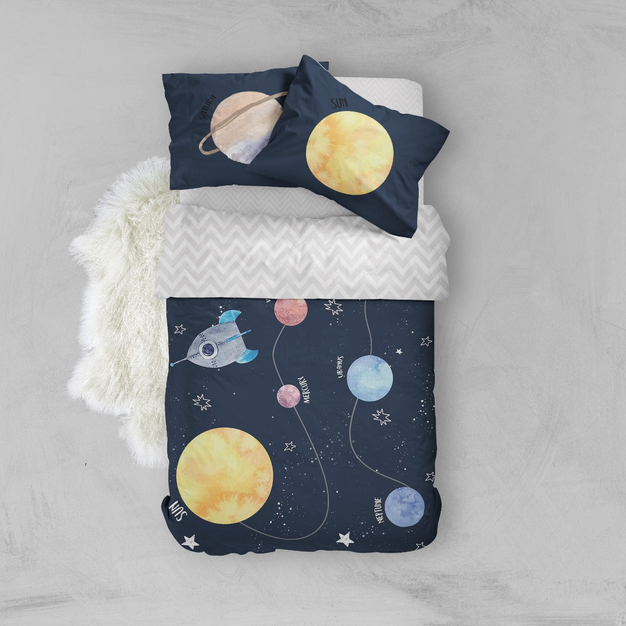 Little Blessings Planets Black Bed Set