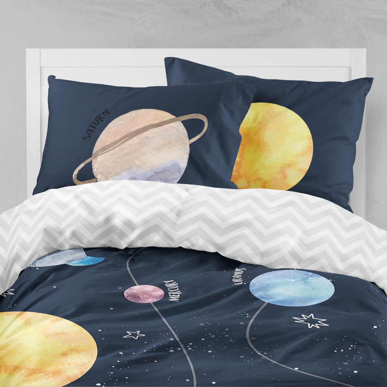 Little Blessings Planets Black Two Pillowcases Only