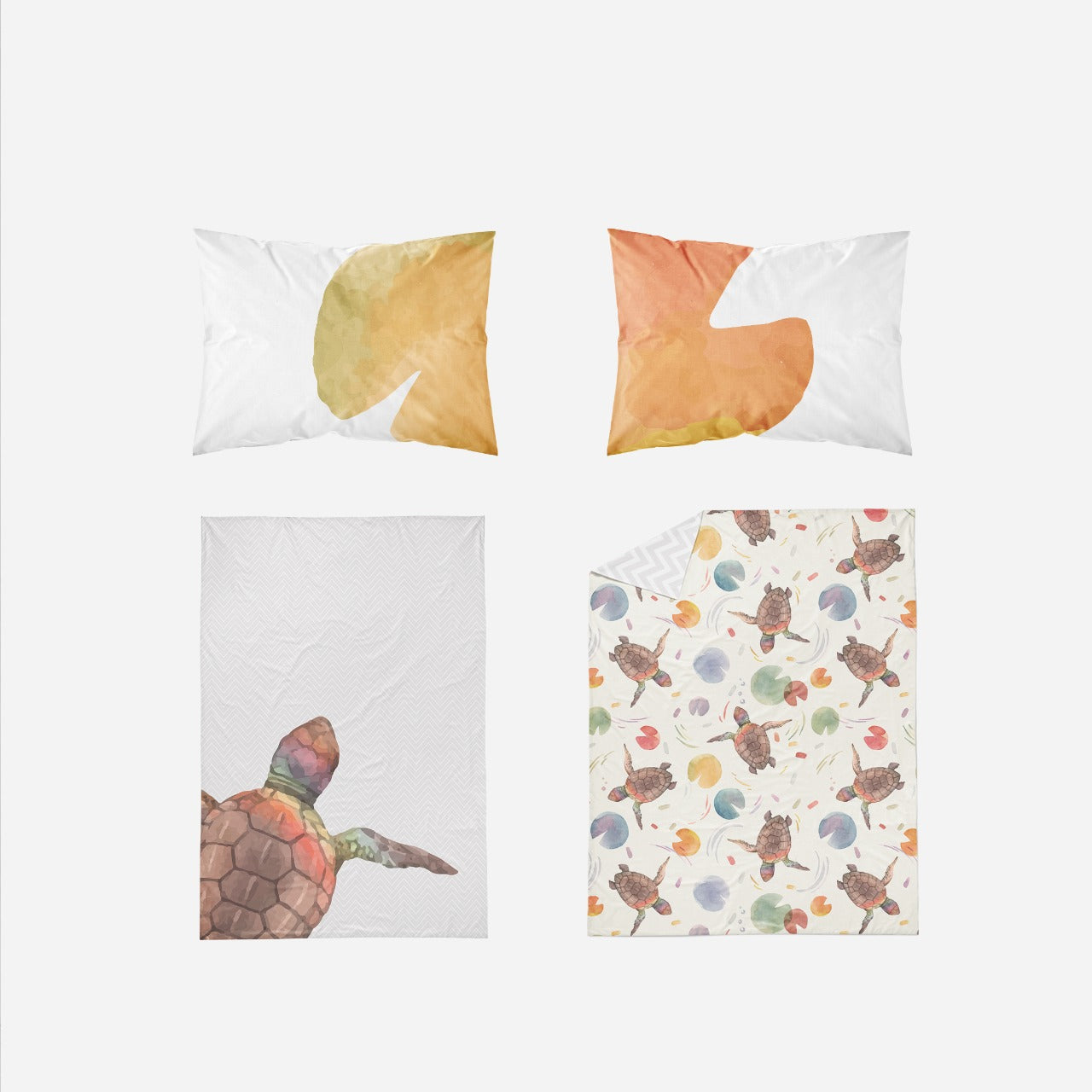 Little Blessings Turtles and Pond Leaves Bedsheet & Two Pillowcases Only