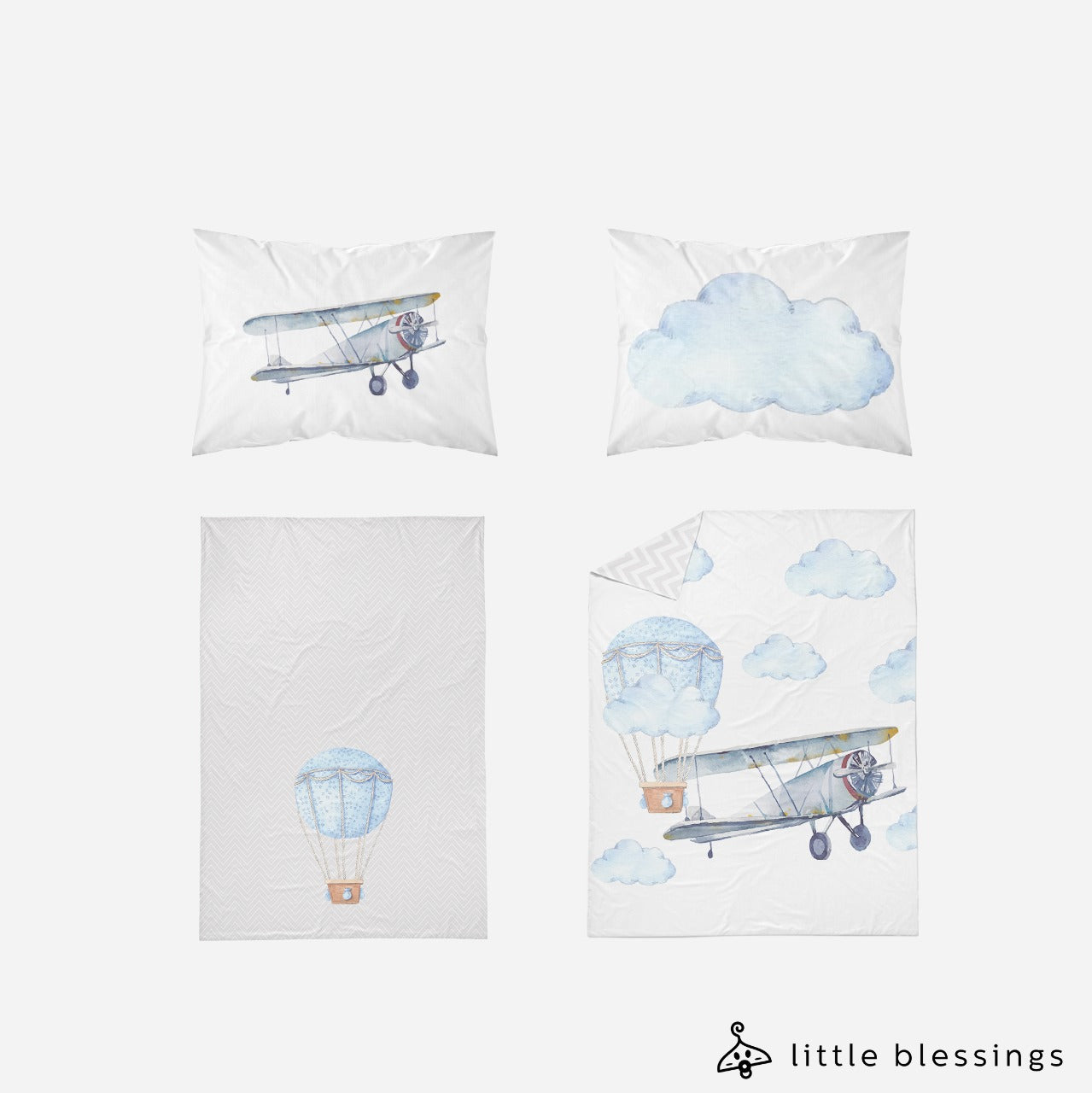 Watercolour Airplane Bed Set