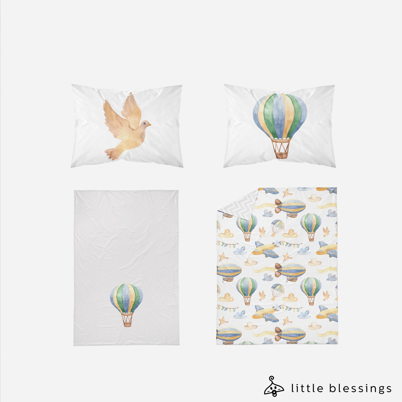 Air Balloon and Planes Bed Set