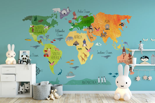 World Map & Culture Wallpaper