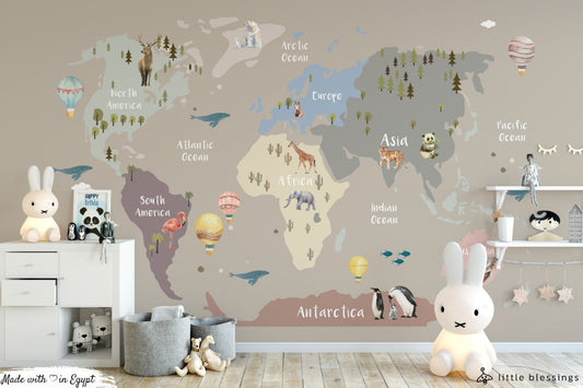 World Map & Forest Wallpaper