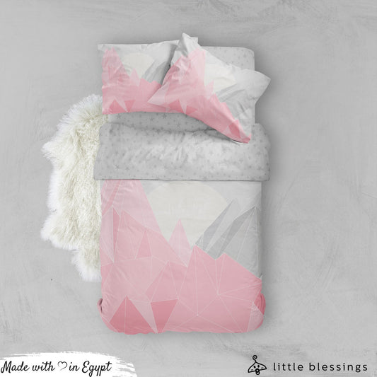 Pink Mountains And Stars Bed Set