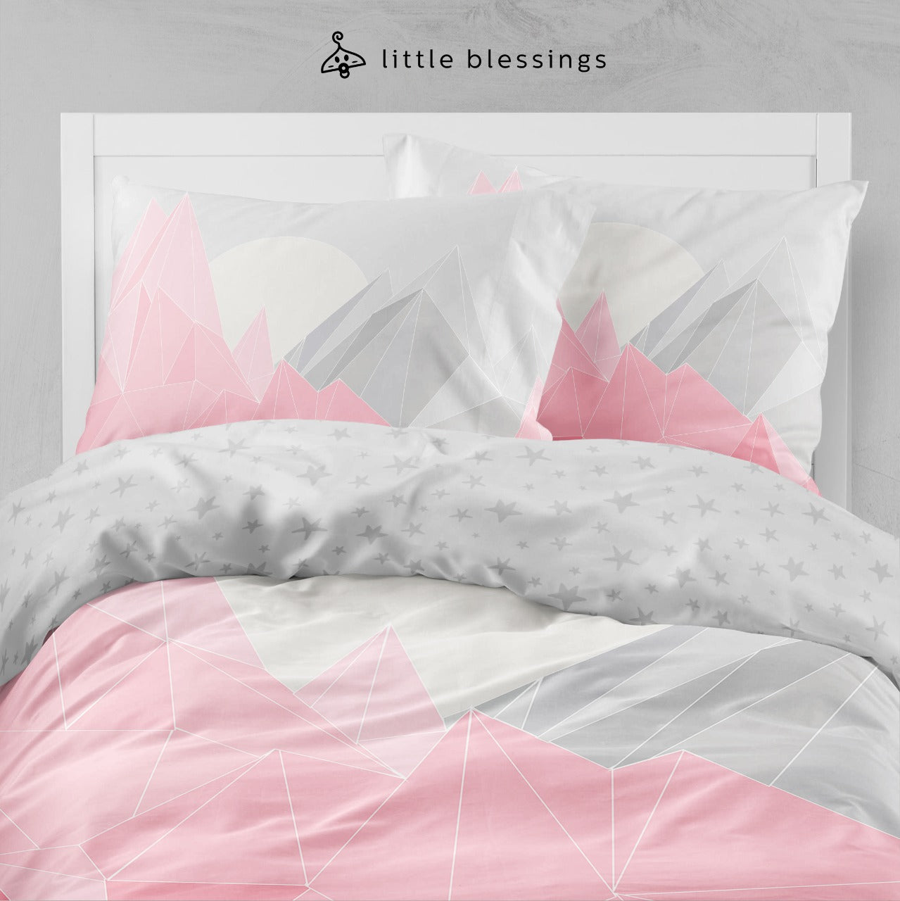 Pink Mountains And Stars Bed Set