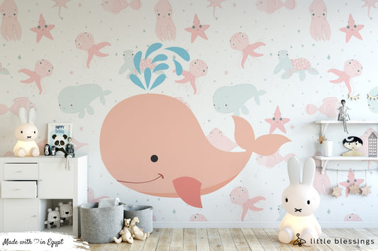 The Whale and the Sea Horse Wallpaper