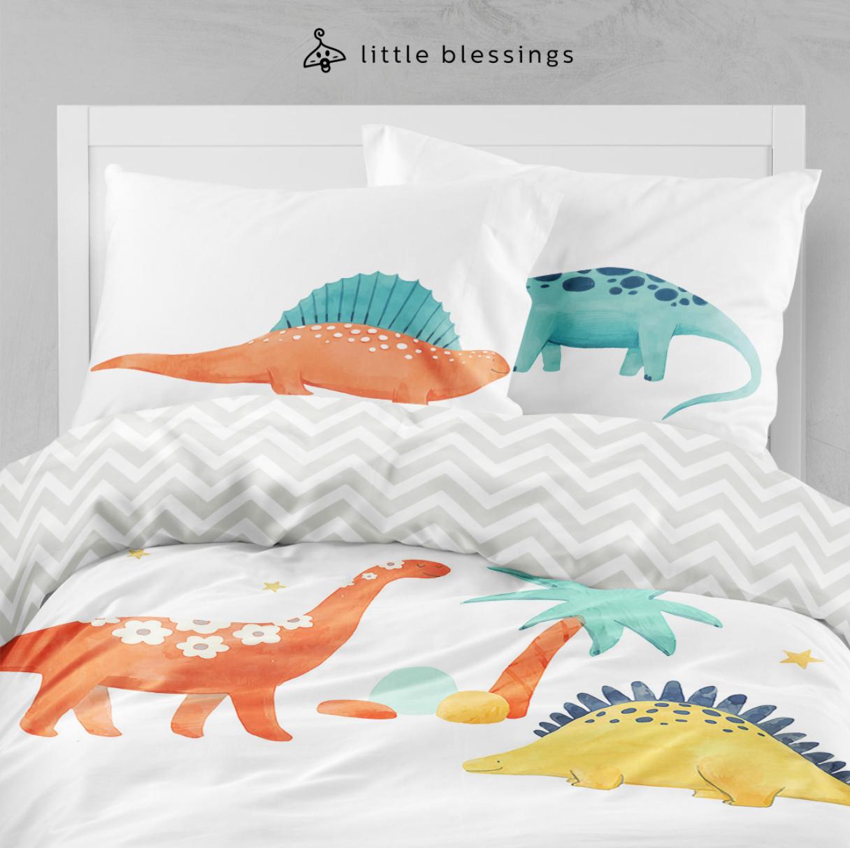 Watercolour Dinosaurs Bed Set