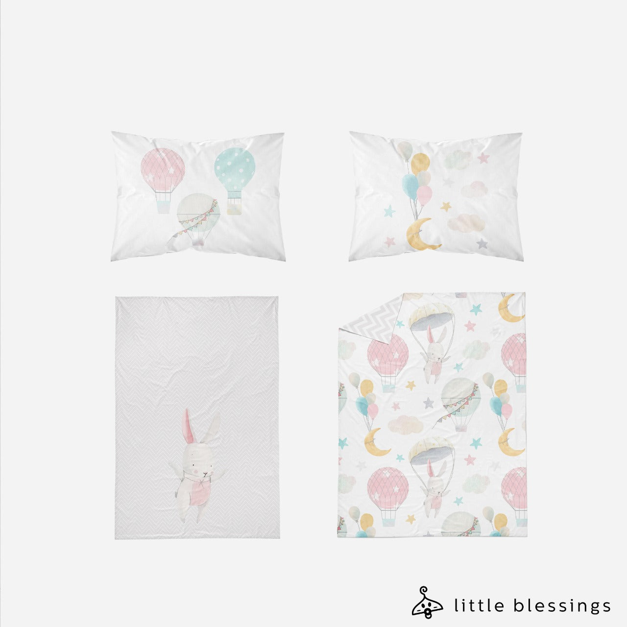 Hot Air Balloon Bunny Bed Set