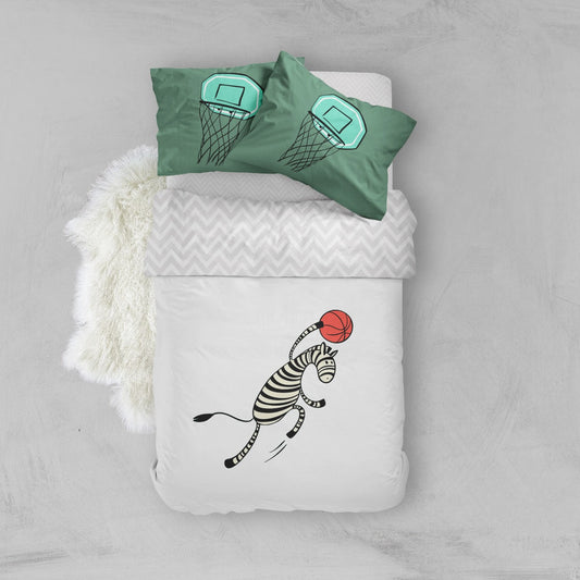 Zebra And Basketball Bed Set