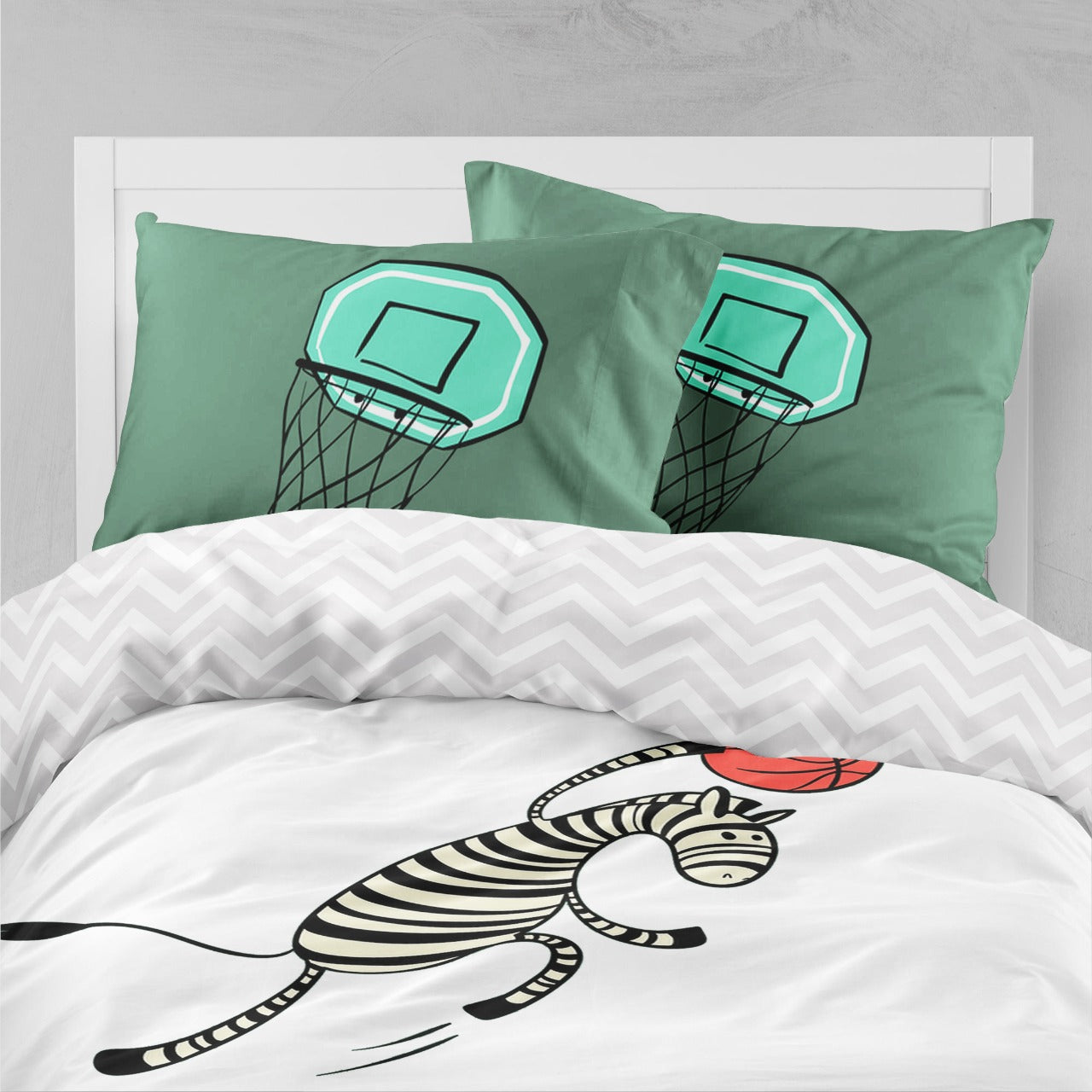 Zebra And Basketball Bed Set